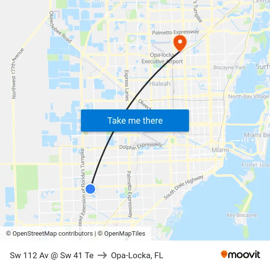 Sw 112 Av @ Sw 41 Te to Opa-Locka, FL map