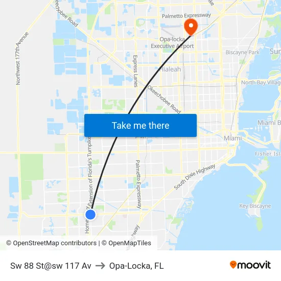 Sw 88 St@sw 117 Av to Opa-Locka, FL map