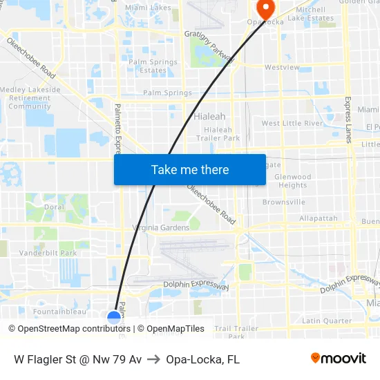 W Flagler St @ Nw 79 Av to Opa-Locka, FL map