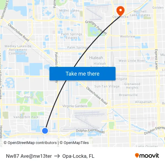 Nw87 Ave@nw13ter to Opa-Locka, FL map