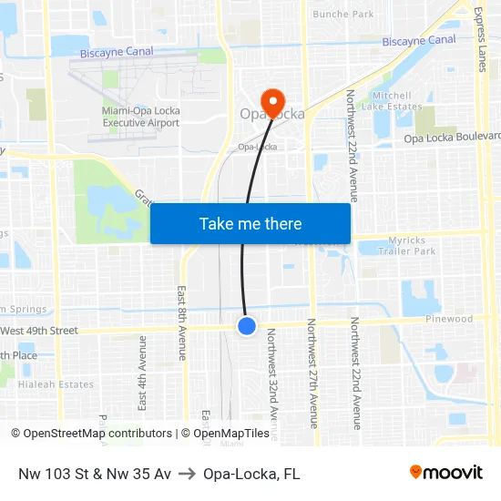 Nw 103 St & Nw 35 Av to Opa-Locka, FL map