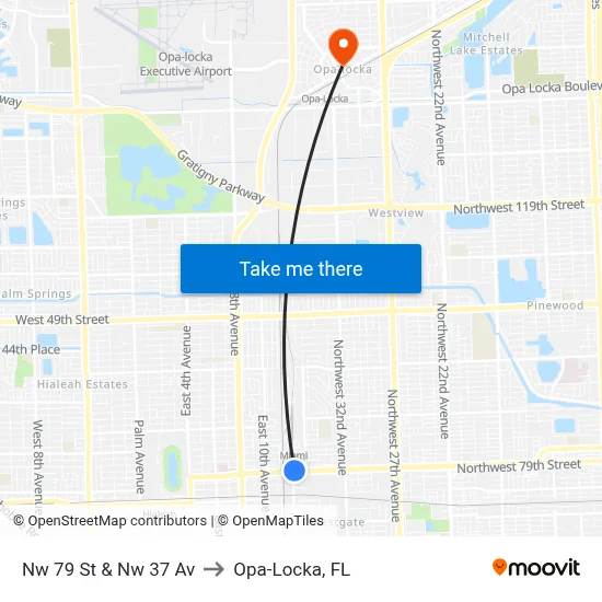 Nw 79 St & Nw 37 Av to Opa-Locka, FL map