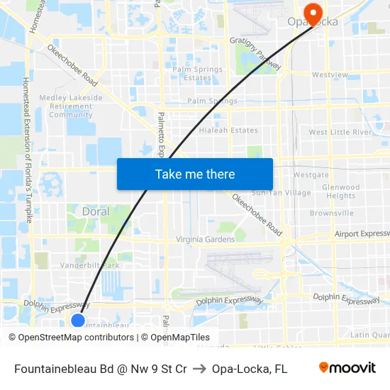 Fountainebleau Bd @ Nw 9 St Cr to Opa-Locka, FL map