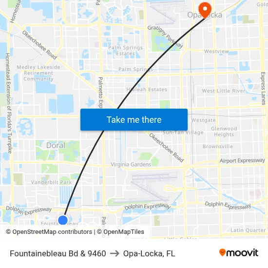 Fountainebleau Bd & 9460 to Opa-Locka, FL map