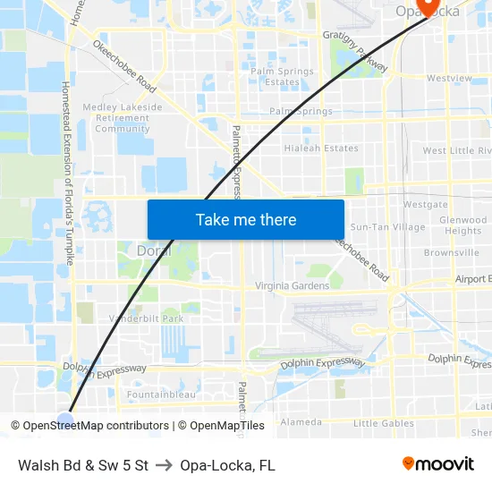 Walsh Bd & Sw 5 St to Opa-Locka, FL map