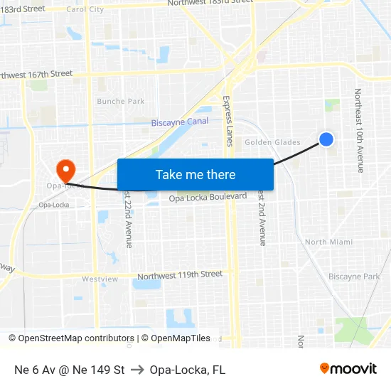 Ne 6 Av @ Ne 149 St to Opa-Locka, FL map