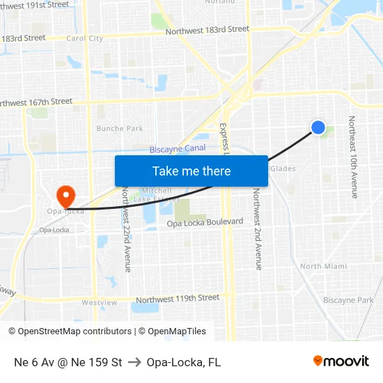 Ne 6 Av @ Ne 159 St to Opa-Locka, FL map
