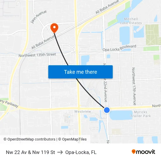 Nw 22 Av & Nw 119 St to Opa-Locka, FL map