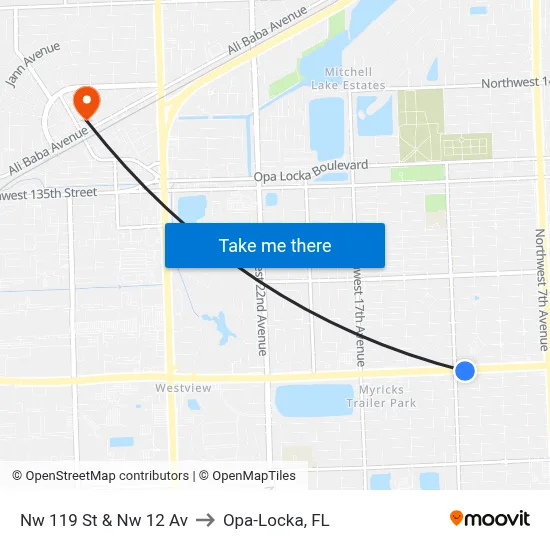 Nw 119 St & Nw 12 Av to Opa-Locka, FL map