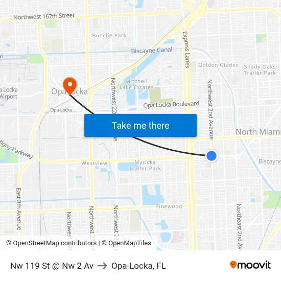 Nw 119 St @ Nw 2 Av to Opa-Locka, FL map