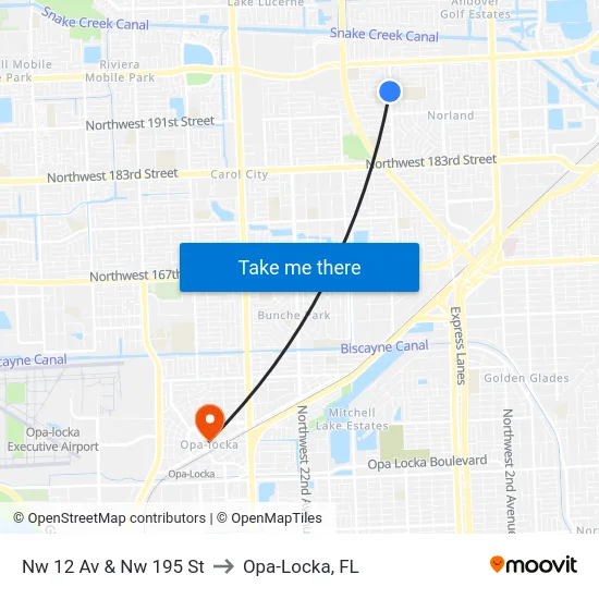Nw 12 Av & Nw 195 St to Opa-Locka, FL map
