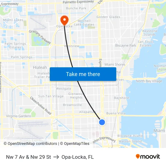 Nw 7 Av & Nw 29 St to Opa-Locka, FL map