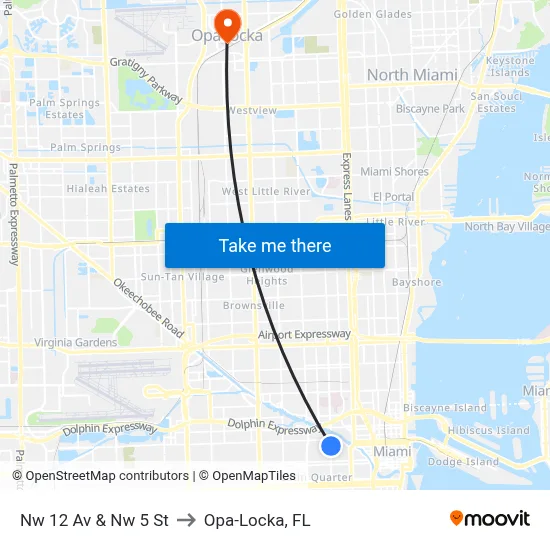Nw 12 Av & Nw 5 St to Opa-Locka, FL map