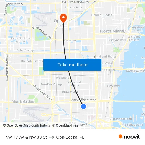Nw 17 Av & Nw 30 St to Opa-Locka, FL map