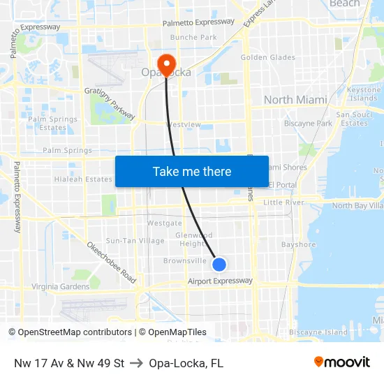 Nw 17 Av & Nw 49 St to Opa-Locka, FL map