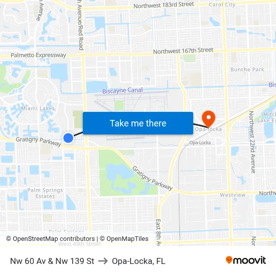 Nw 60 Av & Nw 139 St to Opa-Locka, FL map
