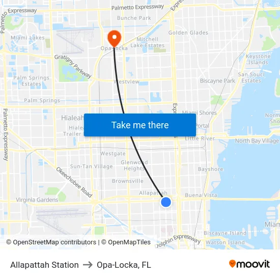 Allapattah Station to Opa-Locka, FL map