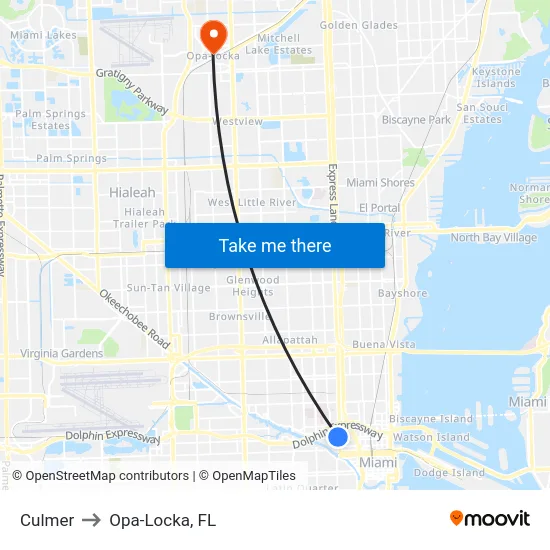 Culmer to Opa-Locka, FL map