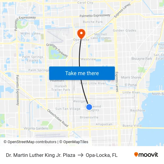 Dr. Martin Luther King Jr. Plaza to Opa-Locka, FL map