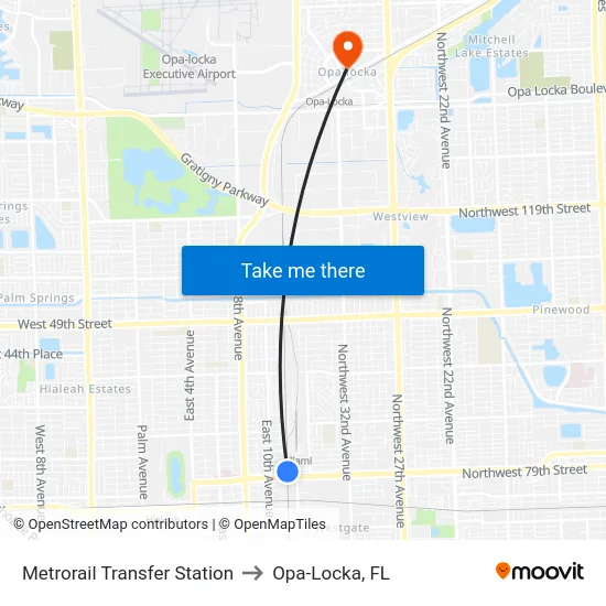 Metrorail Transfer Station to Opa-Locka, FL map