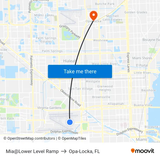 Mia@Lower Level Ramp to Opa-Locka, FL map