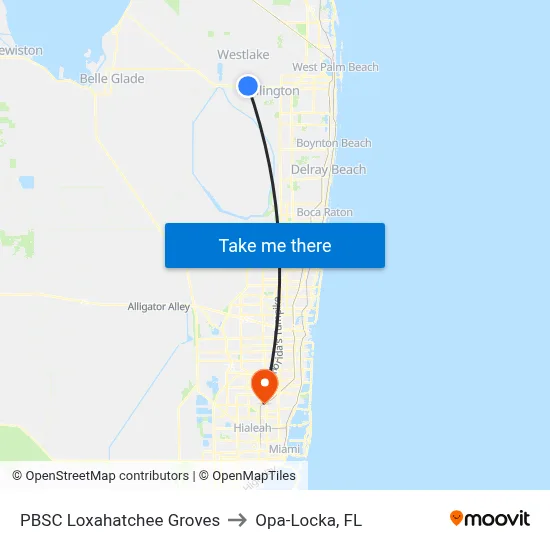 PBSC Loxahatchee Groves to Opa-Locka, FL map