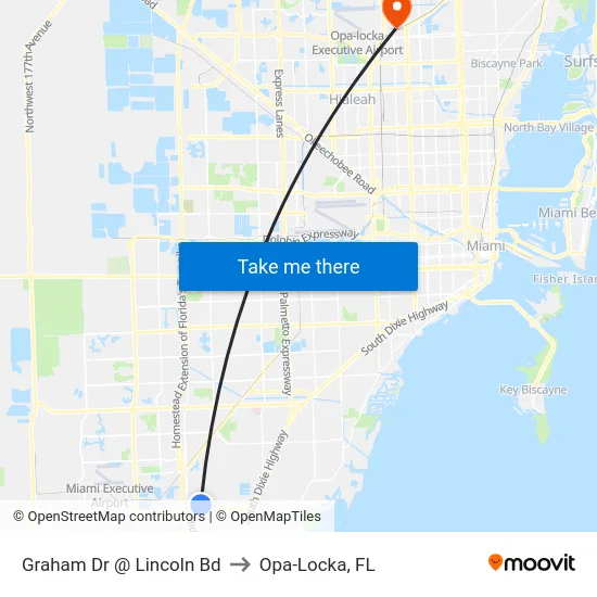 Graham Dr @ Lincoln Bd to Opa-Locka, FL map