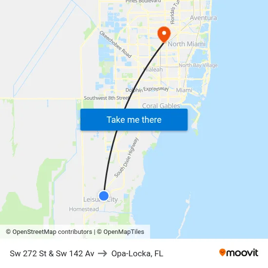 Sw 272 St & Sw 142 Av to Opa-Locka, FL map