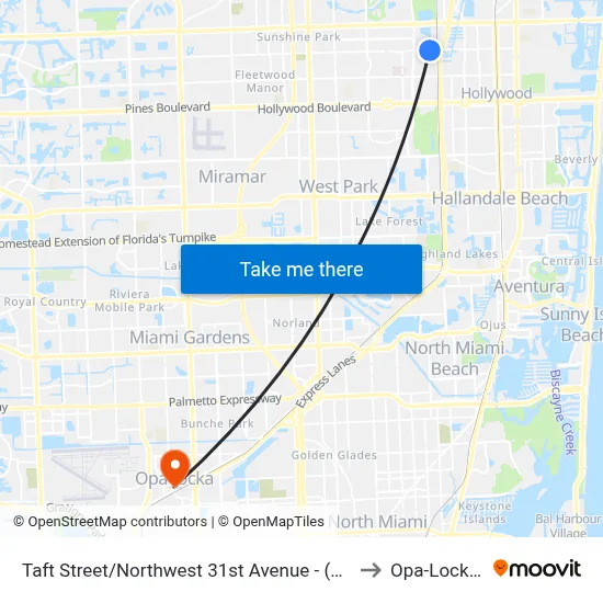 Taft Street/Northwest 31st Avenue - (Rotary Park) to Opa-Locka, FL map