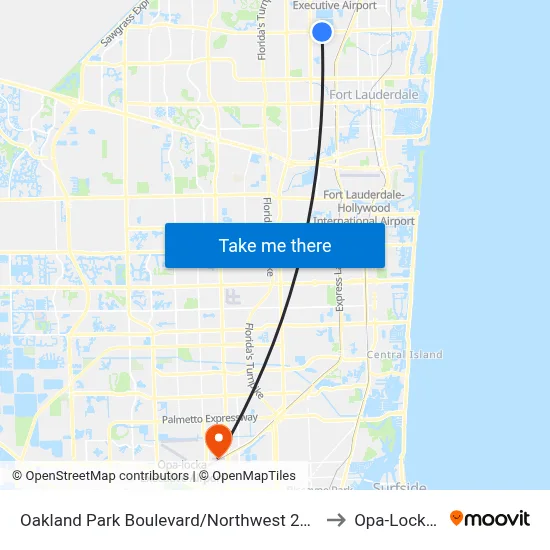 Oakland Park Boulevard/Northwest 27th Avenue to Opa-Locka, FL map