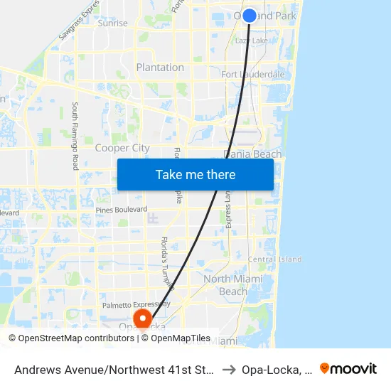 Andrews Avenue/Northwest 41st Street to Opa-Locka, FL map