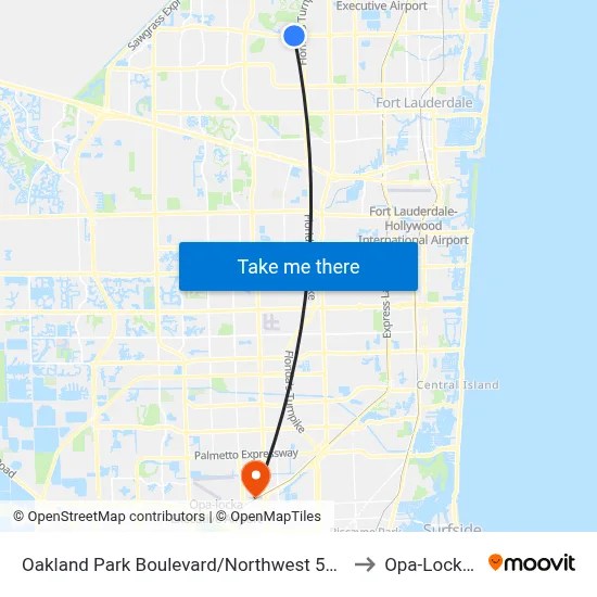 Oakland Park Boulevard/Northwest 56th Avenue to Opa-Locka, FL map