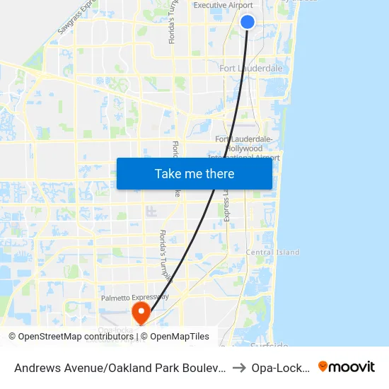 Andrews Avenue/Oakland Park Boulevard (North) to Opa-Locka, FL map