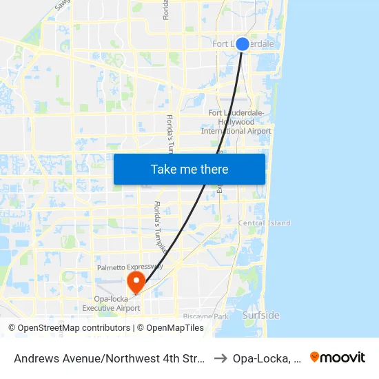 Andrews Avenue/Northwest 4th Street to Opa-Locka, FL map