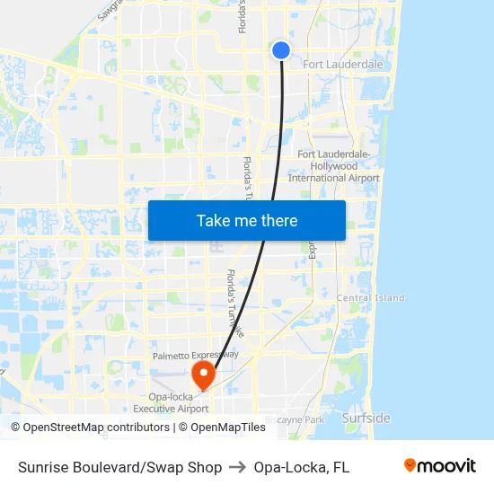 Sunrise Boulevard/Swap Shop to Opa-Locka, FL map