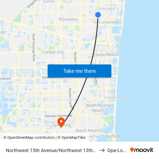 Northwest 15th Avenue/Northwest 13th Court - (Chateau Park) to Opa-Locka, FL map