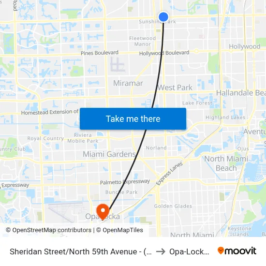 Sheridan Street/North 59th Avenue - (US 441) to Opa-Locka, FL map