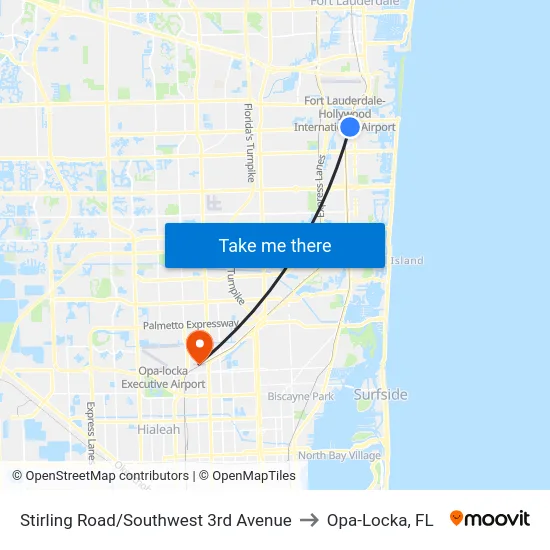 Stirling Road/Southwest 3rd Avenue to Opa-Locka, FL map