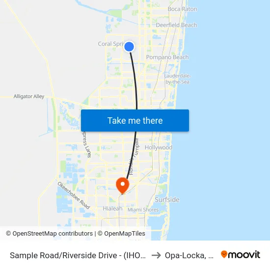 Sample Road/Riverside Drive - (IHOP) to Opa-Locka, FL map