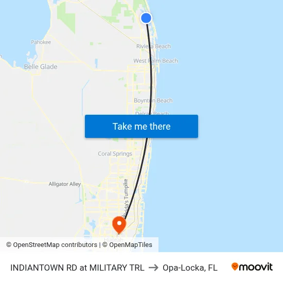 INDIANTOWN RD at MILITARY TRL to Opa-Locka, FL map