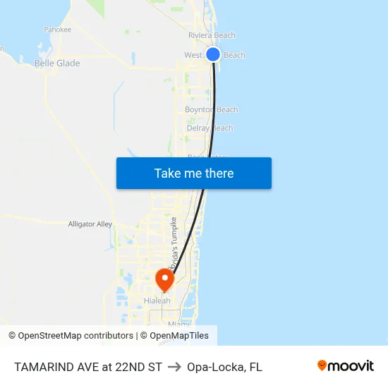 TAMARIND AVE at 22ND ST to Opa-Locka, FL map