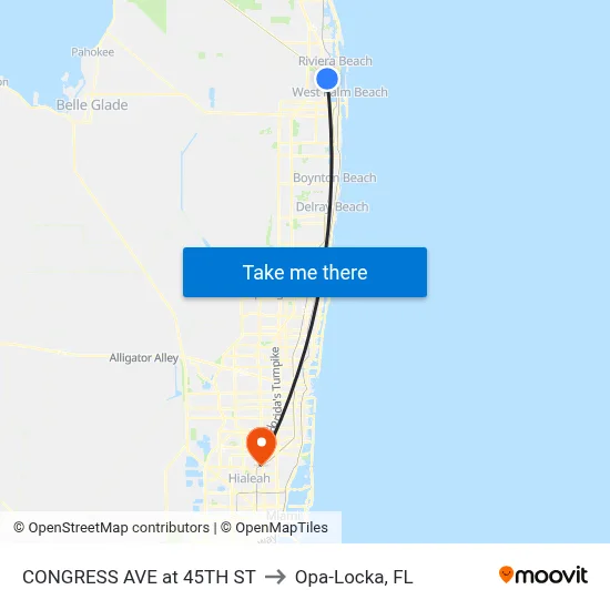 CONGRESS AVE at  45TH ST to Opa-Locka, FL map