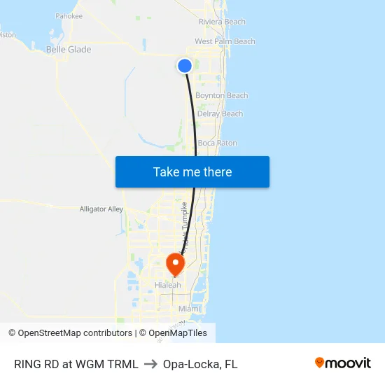 RING RD at WGM TRML to Opa-Locka, FL map