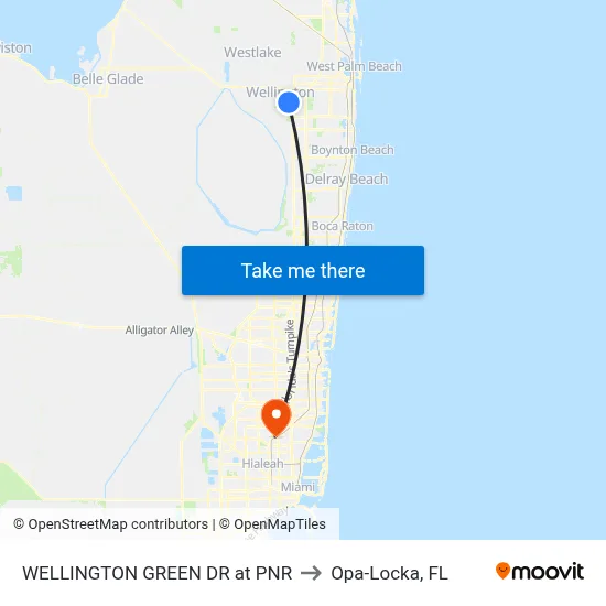 WELLINGTON GREEN DR at PNR to Opa-Locka, FL map