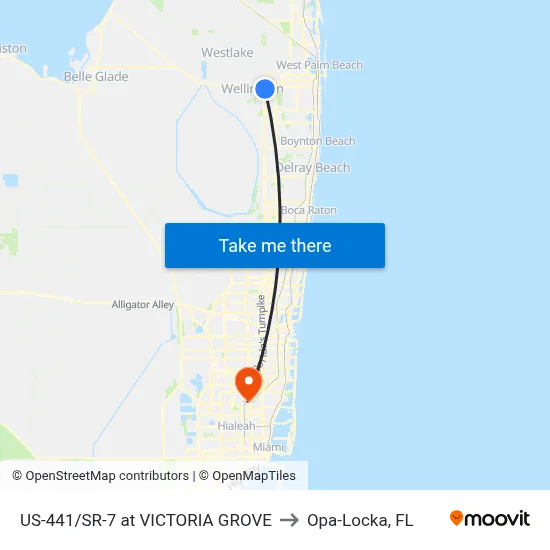 US-441/SR-7 at VICTORIA GROVE to Opa-Locka, FL map