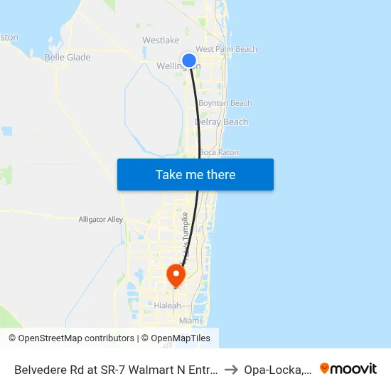 Belvedere Rd at SR-7 Walmart N Entrance to Opa-Locka, FL map