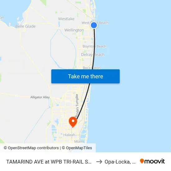 TAMARIND AVE at  WPB TRI-RAIL STN to Opa-Locka, FL map