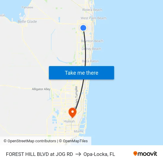 FOREST HILL BLVD at JOG RD to Opa-Locka, FL map