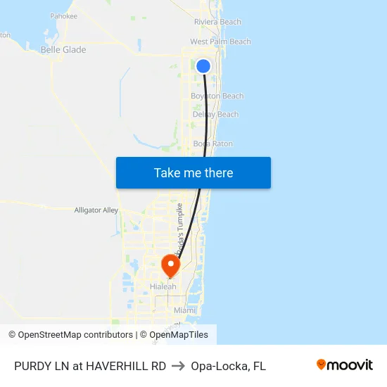 PURDY LN at  HAVERHILL RD to Opa-Locka, FL map