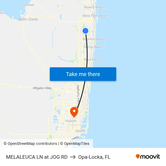 MELALEUCA LN at JOG RD to Opa-Locka, FL map